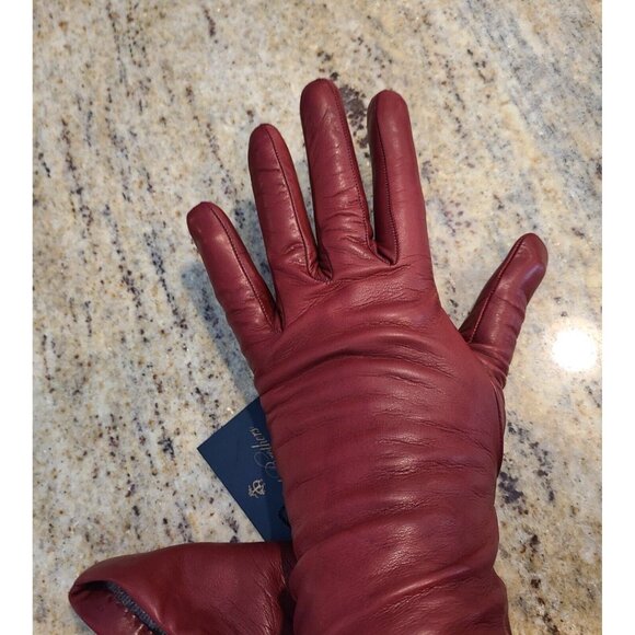 New! Brooks Brothers Womens Size M 7 Red Soft Leather 10" Gloves Cashmere Lined - Picture 13 of 16